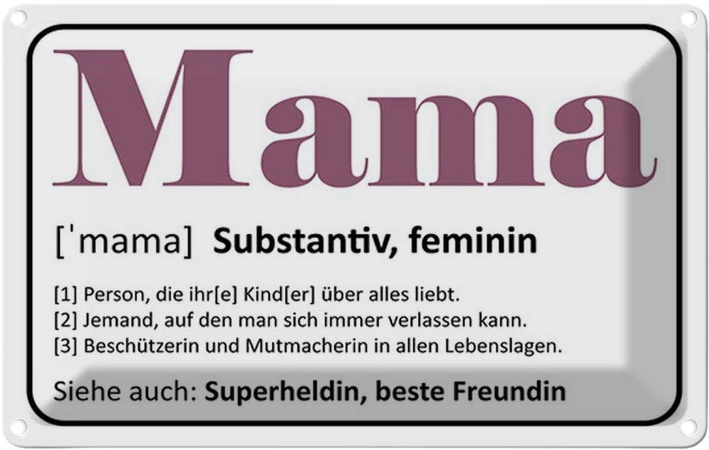 Blechschild 20x30 cm Mama Superheldin beste Freundin Spruch Zitat