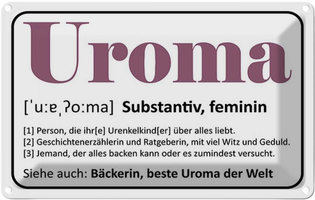 Blechschild 20x30 cm Beruf Arbeit Uroma Bäckerin beste Uroma Welt