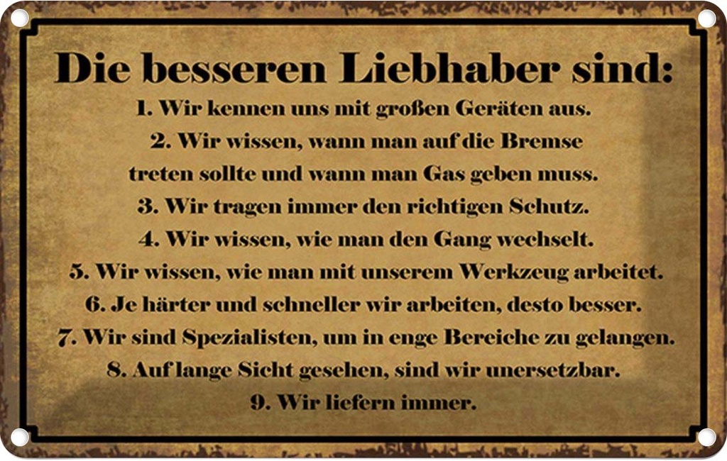 Blechschild 20x30 cm die besseren Liebhaber sind Dekoration Spruch Zitat