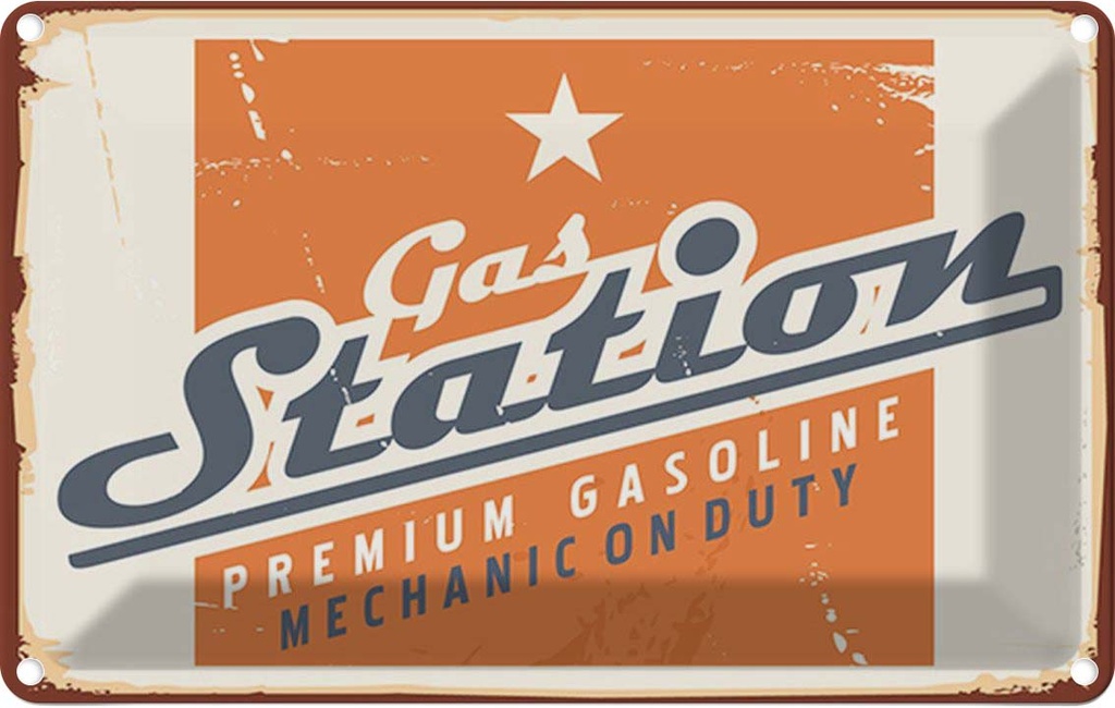 Blechschild 20x30 cm Gas Station Premum Tankstelle Warnschild Hinweisschild Sicherheit Vorsicht