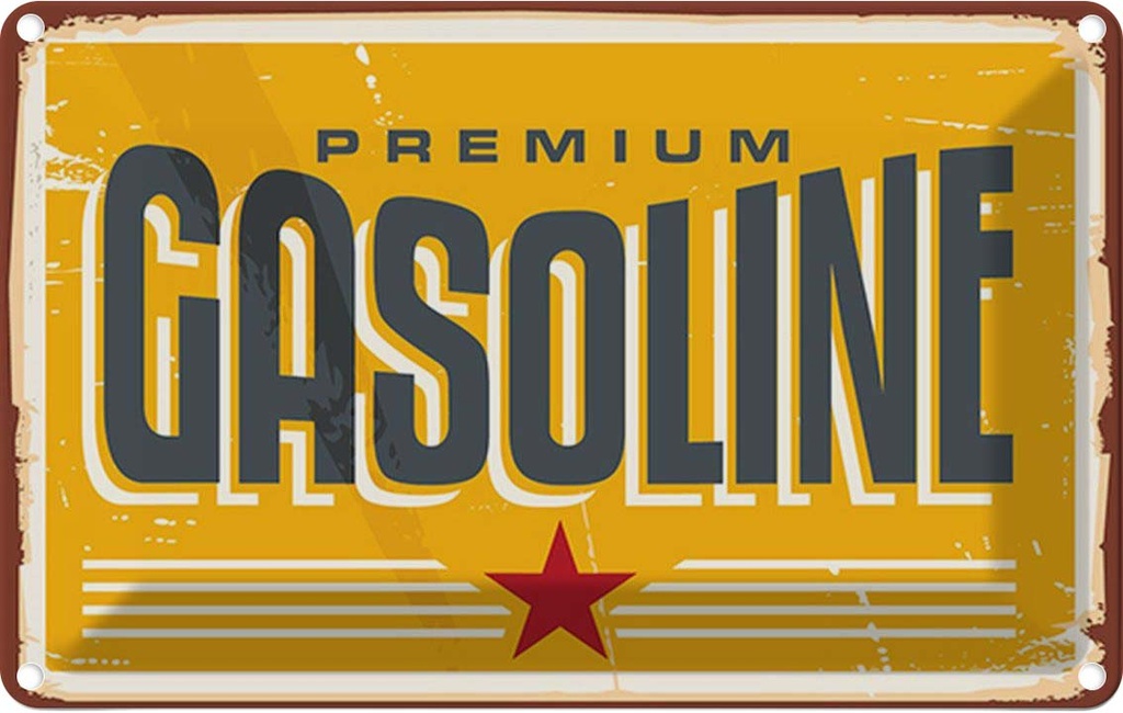 Blechschild 20x30 cm Premum Gasoline Tankstelle Benzin Warnschild Hinweisschild Sicherheit Vorsicht