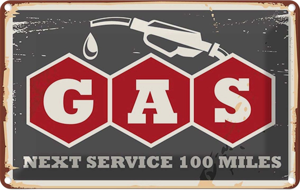 Blechschild 20x30 cm Gas Auto next service 100 Benzin Warnschild Hinweisschild Sicherheit Vorsicht
