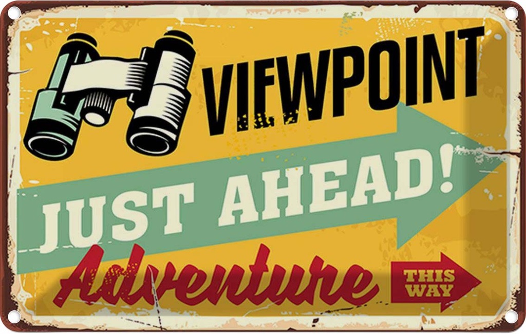 Blechschild 20x30 cm Viewpoint Adventure this way Warnschild Hinweisschild Sicherheit Vorsicht