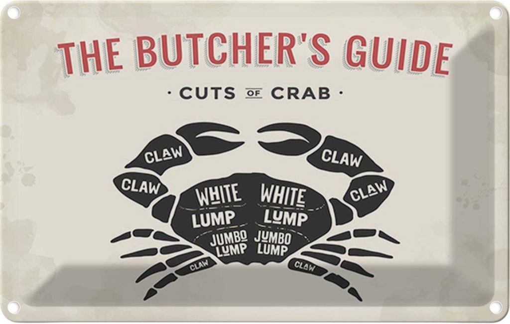 Blechschild 20x30 cm Krabben cuts of crub Fisch Dekoration