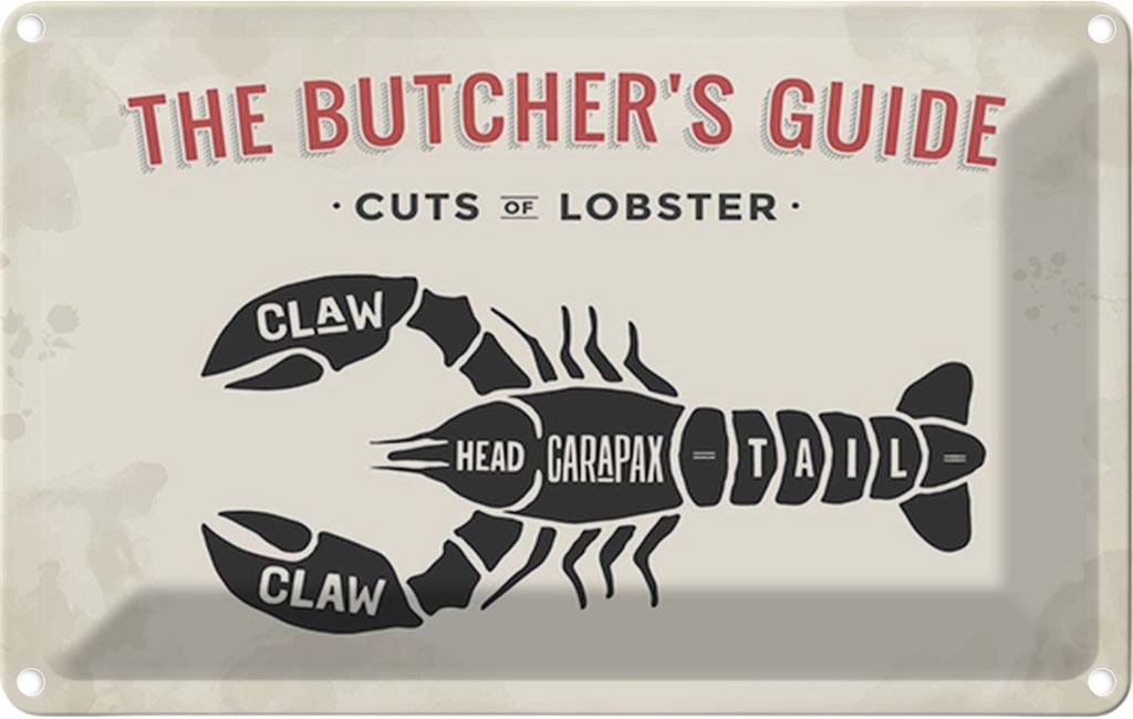 Blechschild 20x30 cm Lobster cuts of Tier Haustier