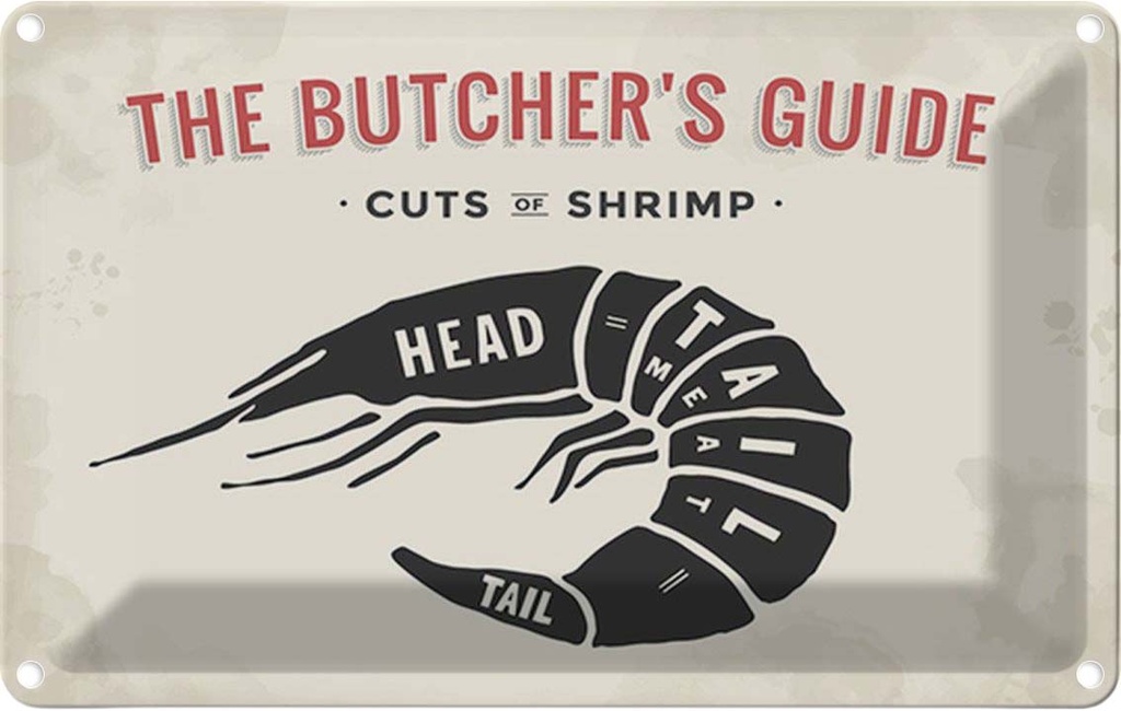 Blechschild 20x30 cm Garnele cuts of shrimp Fisch Essen Trinken