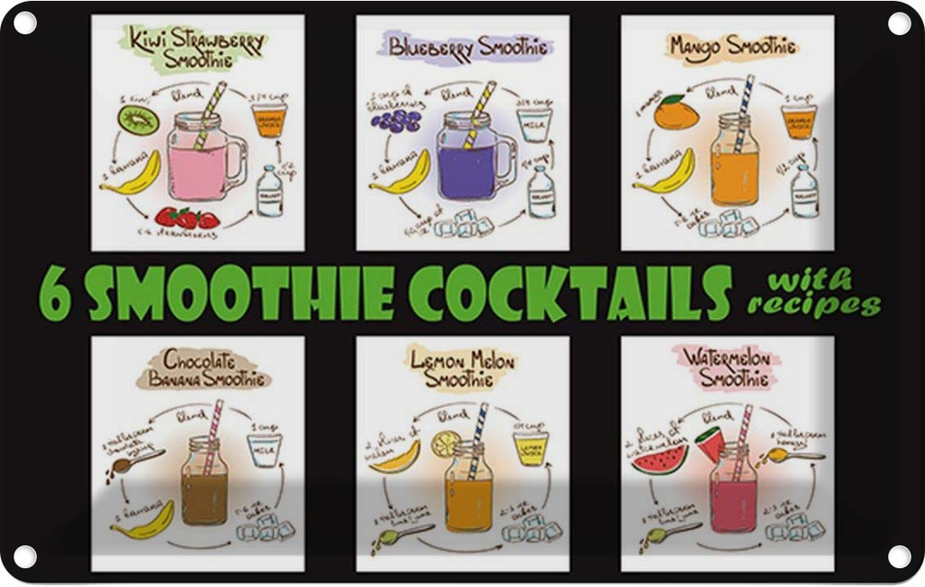 Blechschild 20x30 cm Alkohol 6 smoothie cocktails recipes
