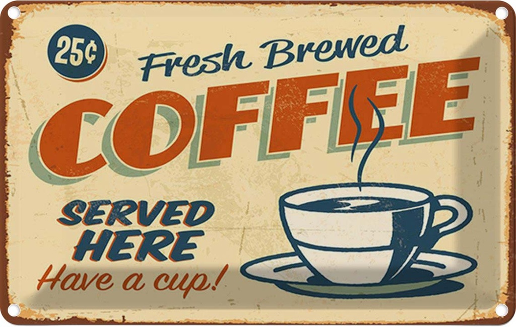 Blechschild 20x30 cm Kaffee fresh brewed Coffee Essen Trinken