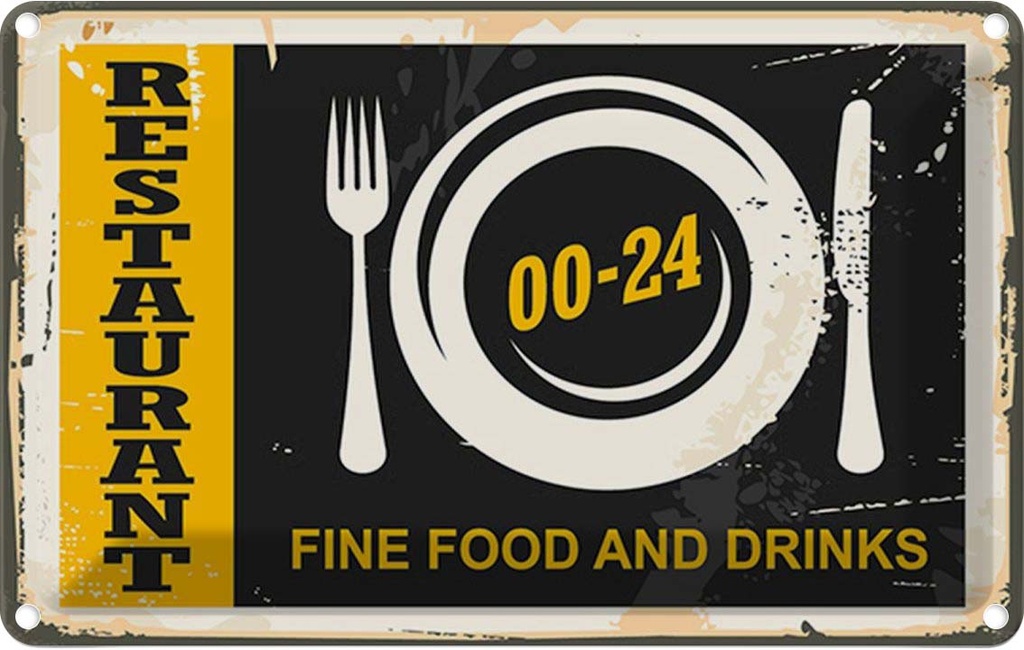 Blechschild 20x30 cm Restaurant Essen Fine Food Drinks Trinken