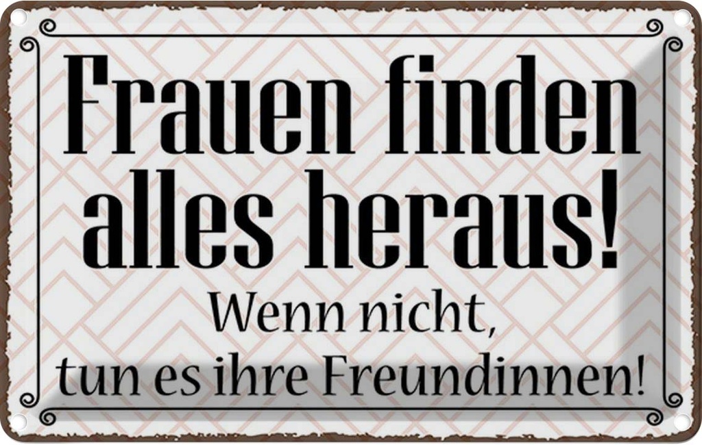 Blechschild 20x30 cm Frauen finden alles heraus Spruch Zitat