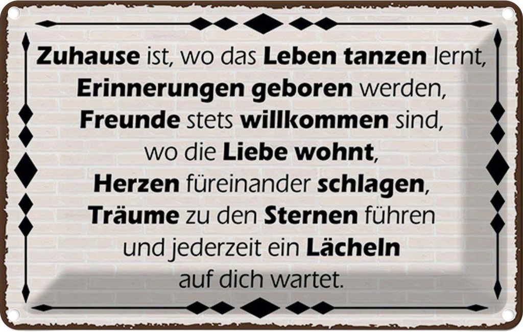 Blechschild 20x30 cm Zuhause iwo Leben tanzen lernt Spruch Zitat