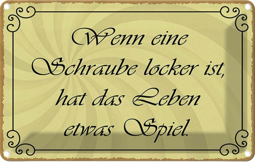 Blechschild 20x30 cm Schraube locker Leben Spiel Dekoration Spruch Zitat