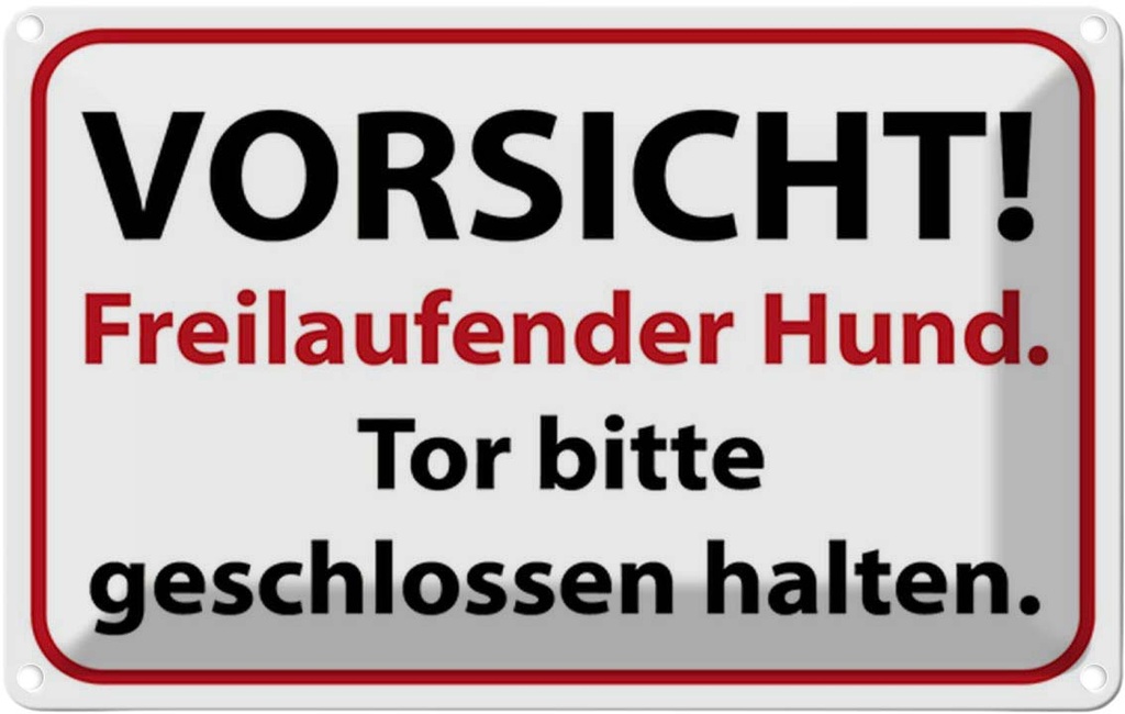 Blechschild 20x30 cm Vorsicht Freilaufender Hund Warnschild Hinweisschild Sicherheit