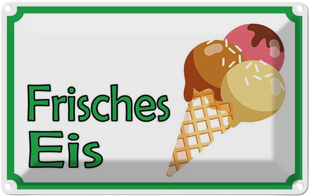 Blechschild 20x30 cm frisches Eis Verkauf Warnschild Hinweisschild Sicherheit Vorsicht