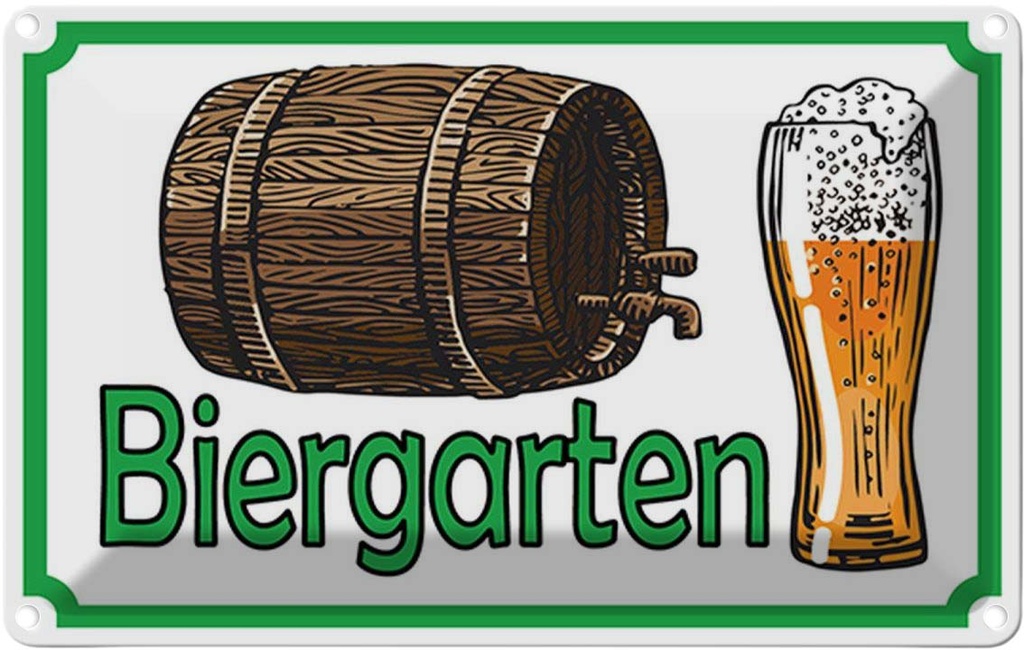Blechschild 20x30 cm Biergarten Bier Brauerei Essen Trinken