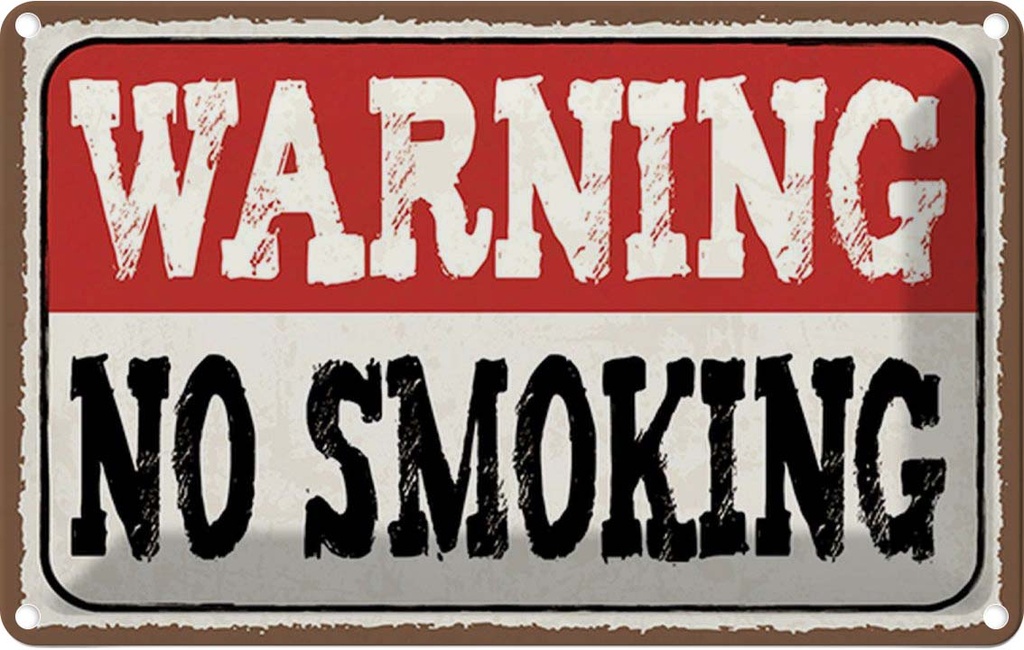 Blechschild 20x30 cm Warning no smoking Geschenk