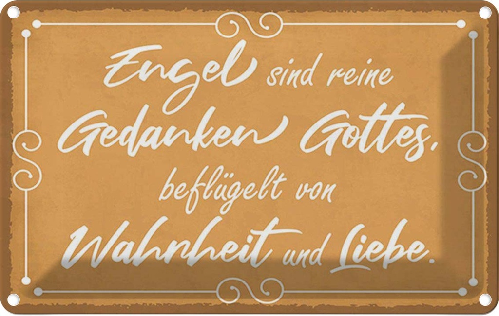 Blechschild 20x30 cm Engel sind Gedanken Gottes Spruch Zitat
