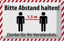 Blechschild 20x30 cm bitte Abstand halten 1.5 m Warnschild Hinweisschild Sicherheit Vorsicht