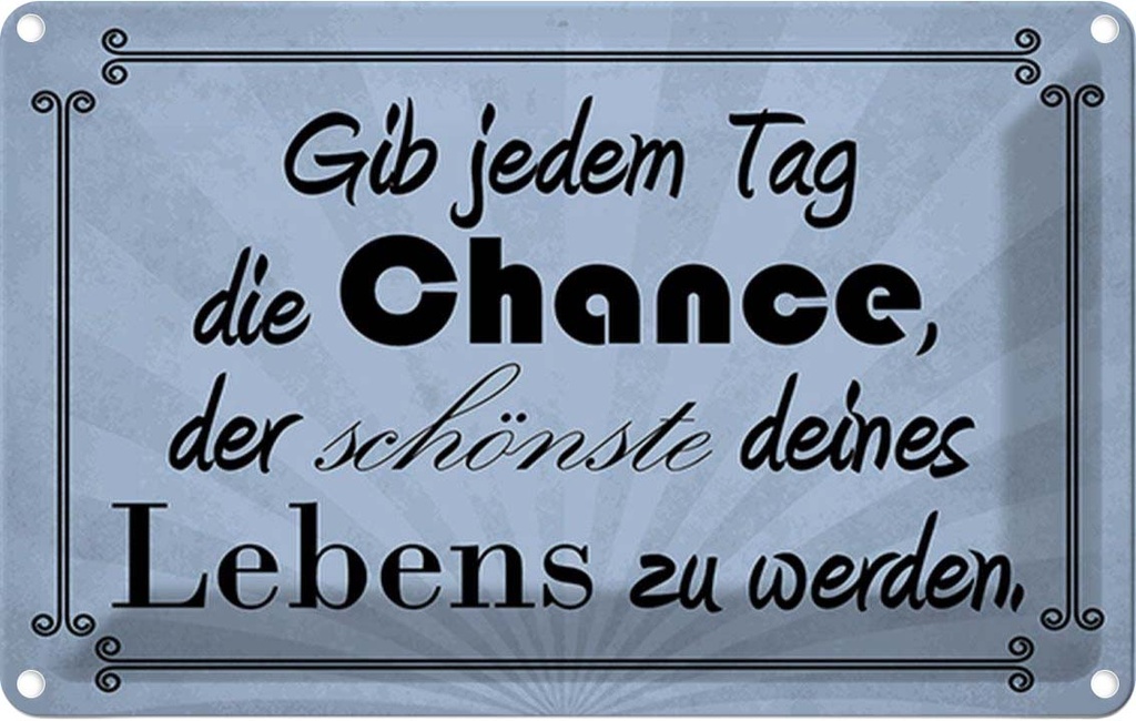 Blechschild 20x30 cm gib jeden Tag die Chance Dekoration Spruch Zitat