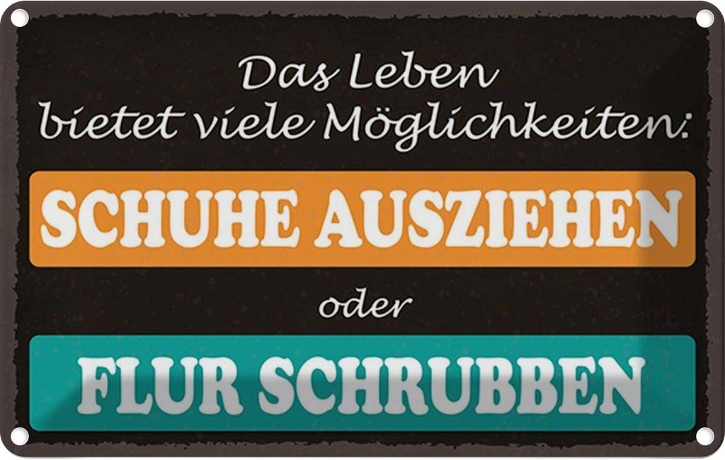 Blechschild 20x30 cm Schuhe ausziehen Flur schrubben Spruch Zitat