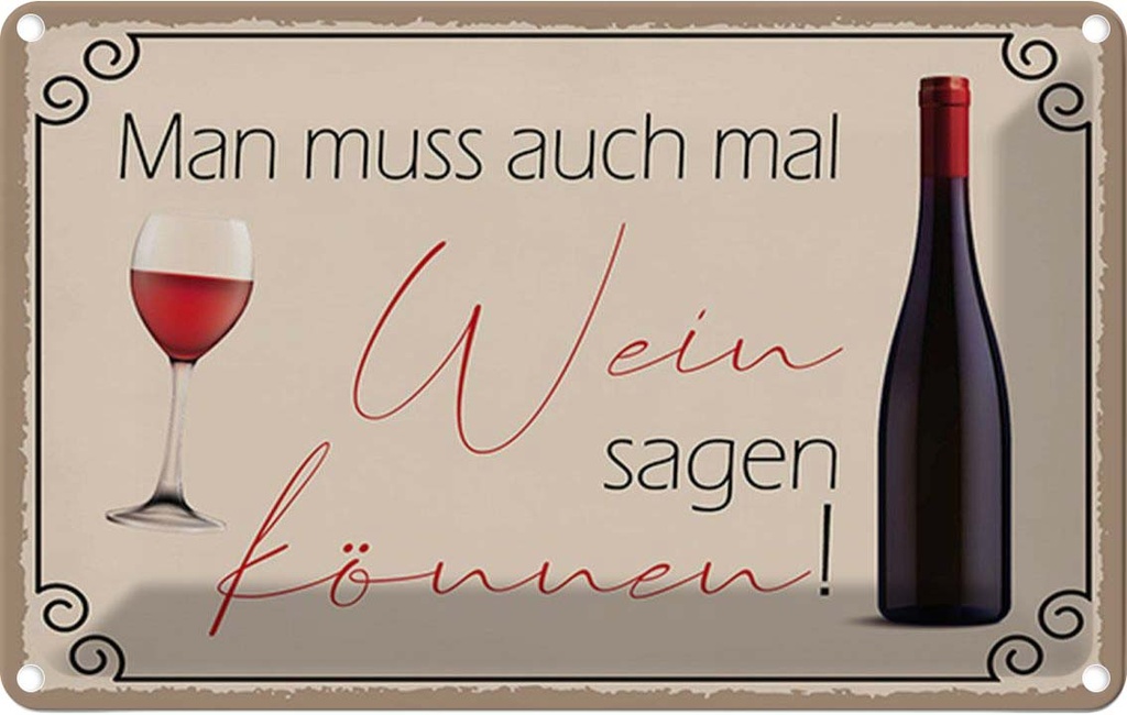 Blechschild 20x30 cm Man muss mal Wein sagen können Dekoration Spruch Zitat
