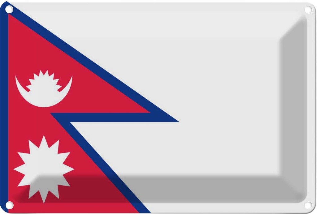 Blechschild 20x30 cm Nepals Nepal Flagge Fahne Wappen