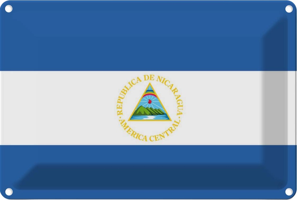 Blechschild 20x30 cm Nicaraguas Nicaragua Flagge Fahne Wappen