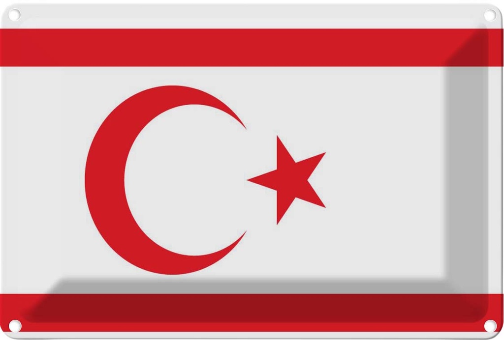 Blechschild 20x30 cm Nordzypern Northern Cyprus Flagge Fahne Wappen