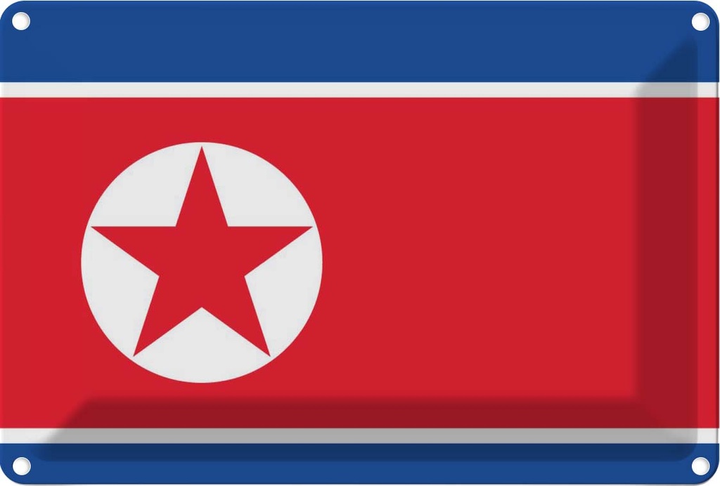 Blechschild 20x30 cm Nordkoreas North Korea Flagge Fahne Wappen
