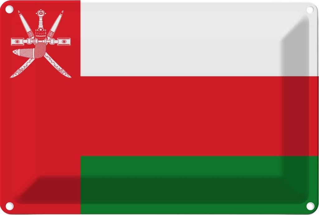 Blechschild 20x30 cm Omans Oman Flagge Fahne Wappen