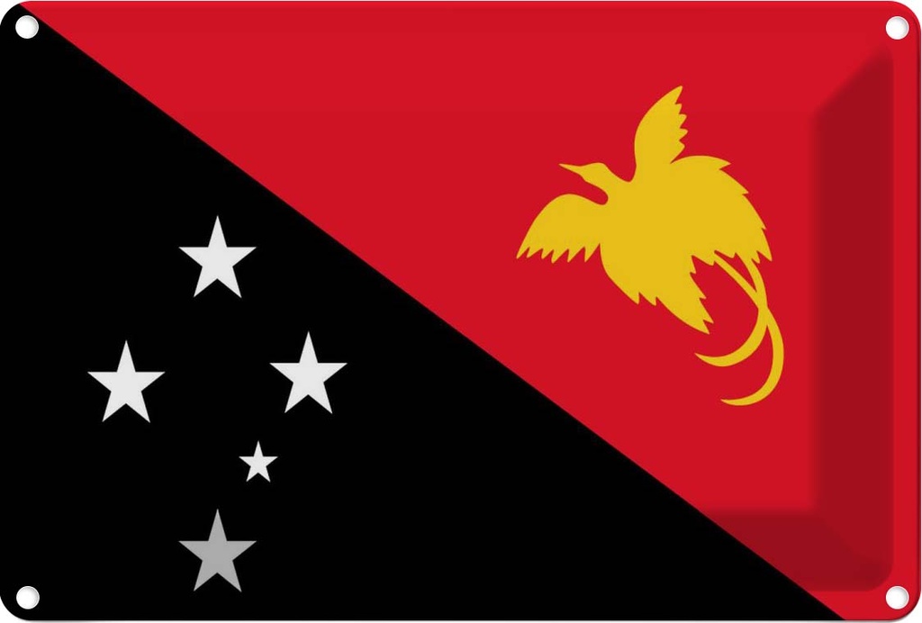 Blechschild 20x30 cm Papua?Neuguinea Papua New Guinea Flagge Fahne Wappen