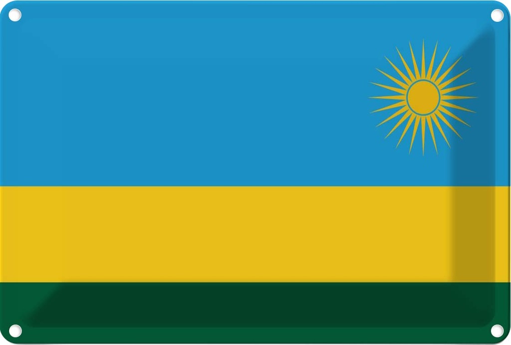 Blechschild 20x30 cm Ruandas Rwanda Flagge Fahne Wappen