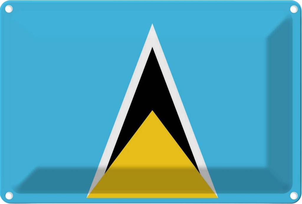 Blechschild 20x30 cm Saint Lucias Lucia Flagge Fahne Wappen