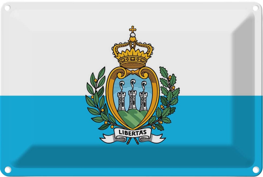 Blechschild 20x30 cm San Marinos Marino Flagge Fahne Wappen