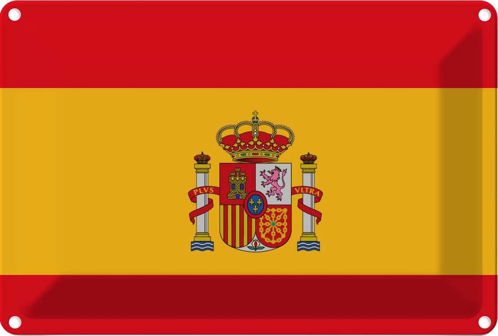 Blechschild 20x30 cm Spaniens Spain Flagge Geburtstag Feiern Party Fahne Wappen