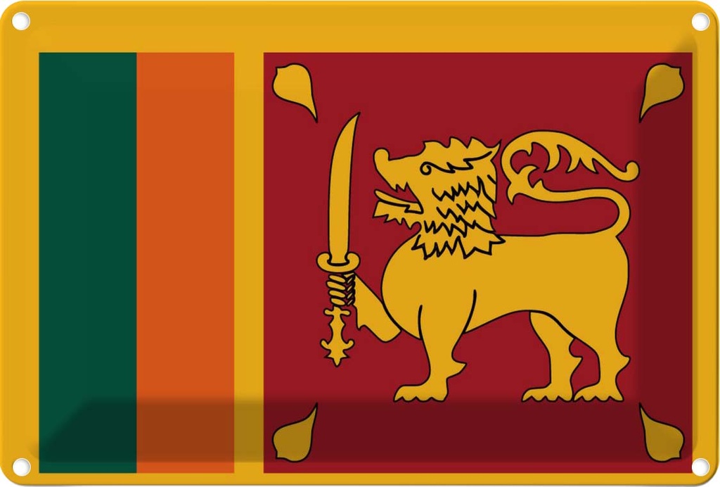 Blechschild 20x30 cm Sri Lankas Lanka Flagge Fahne Wappen