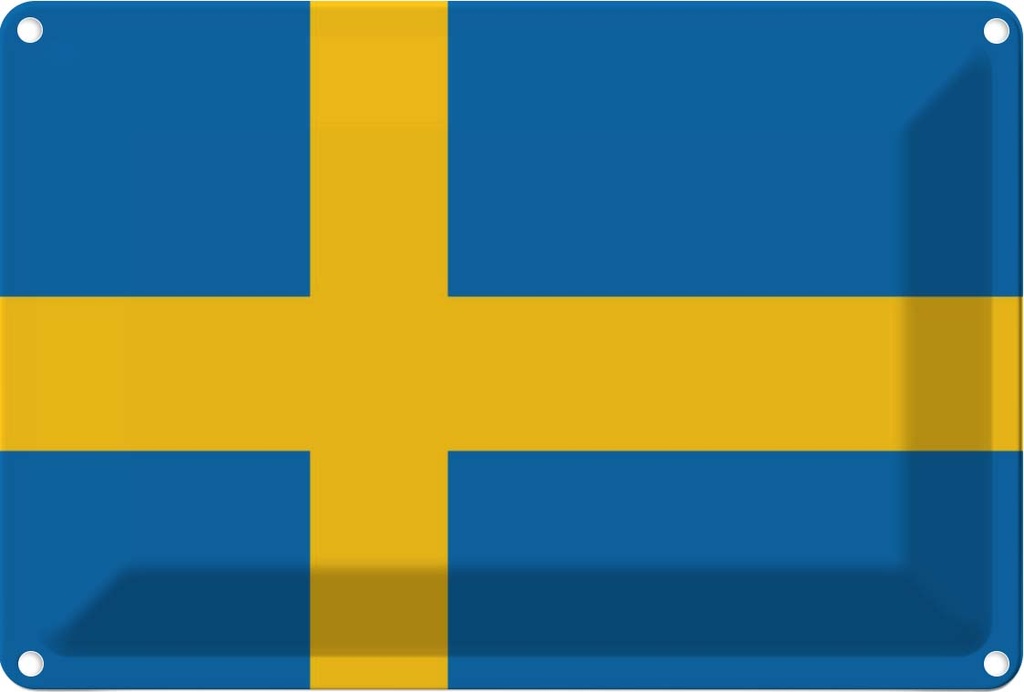 Blechschild 20x30 cm Schwedens Sweden Flagge Fahne Wappen