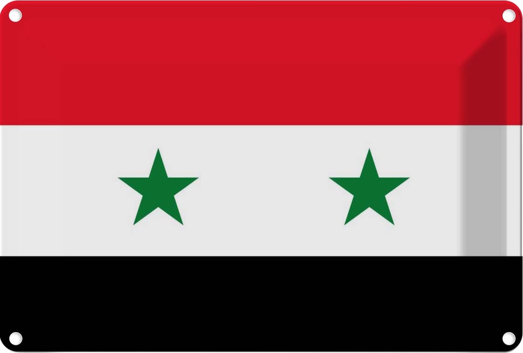 Blechschild 20x30 cm Syriens Syria Flagge Fahne Wappen