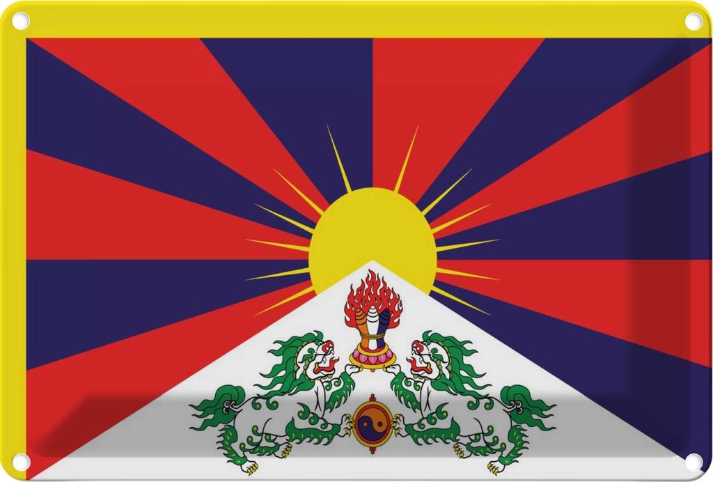 Blechschild 20x30 cm Tibets Tibet Flagge Fahne Wappen