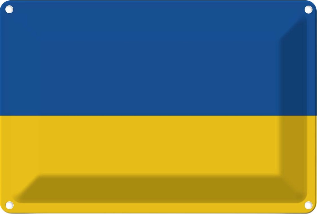 Blechschild 20x30 cm Ukraine Flagge Fahne Wappen