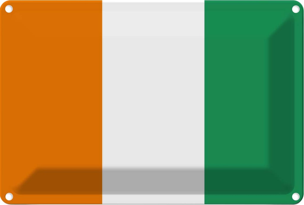 Blechschild 20x30 cm Elfenbeinküste Ivory Coast Flagge Fahne Wappen