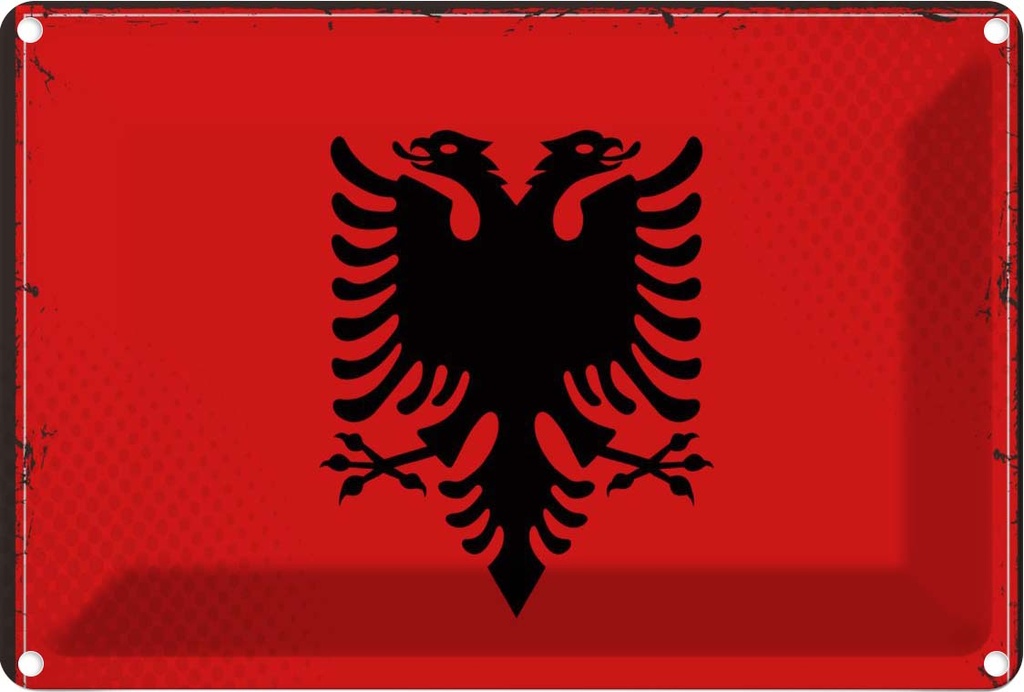 Blechschild 20x30 cm Albaniens Albania Flagge Fahne Wappen
