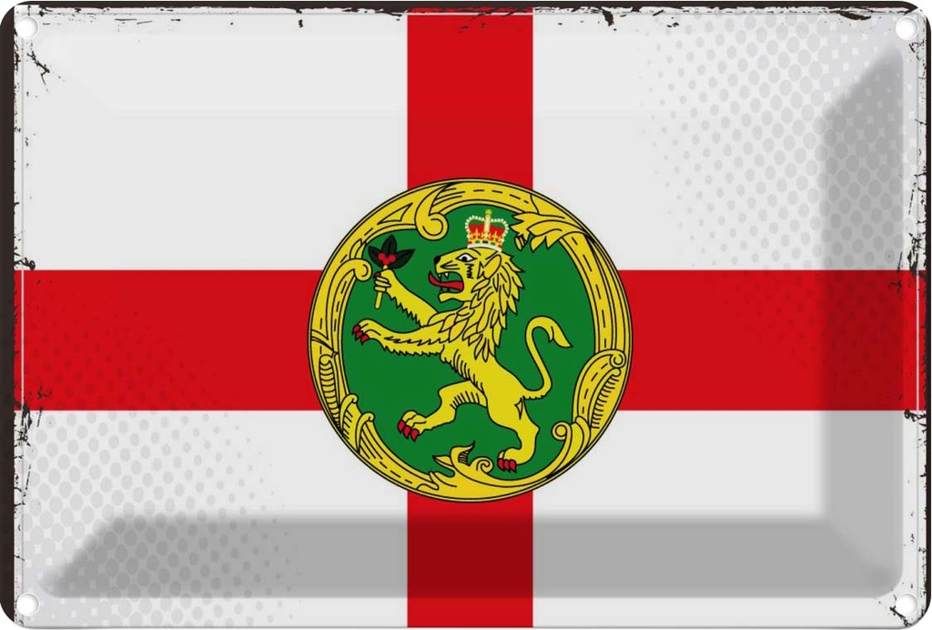 Blechschild 20x30 cm Alderney Flagge Fahne Wappen