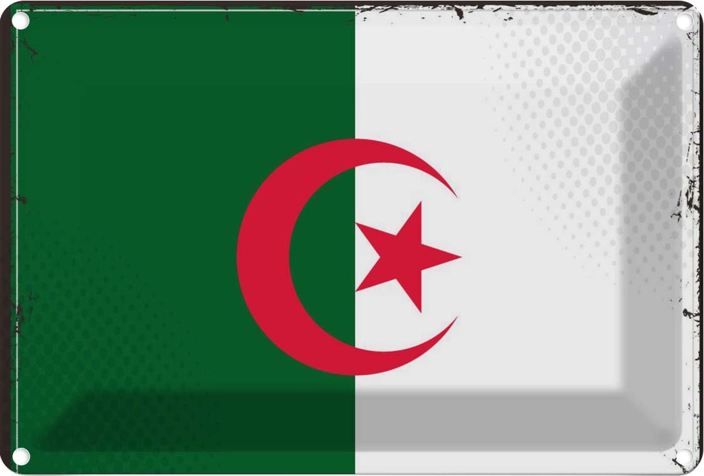 Blechschild 20x30 cm Algeriens Algeria Flagge Fahne Wappen