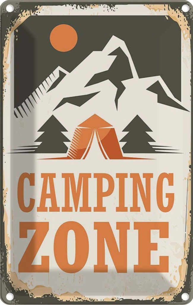 Blechschild 18x12 cm Camping Zone Outdoor