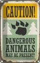 Blechschild 18x12 cm Caution dangerous animals Warnschild Hinweisschild Sicherheit Vorsicht