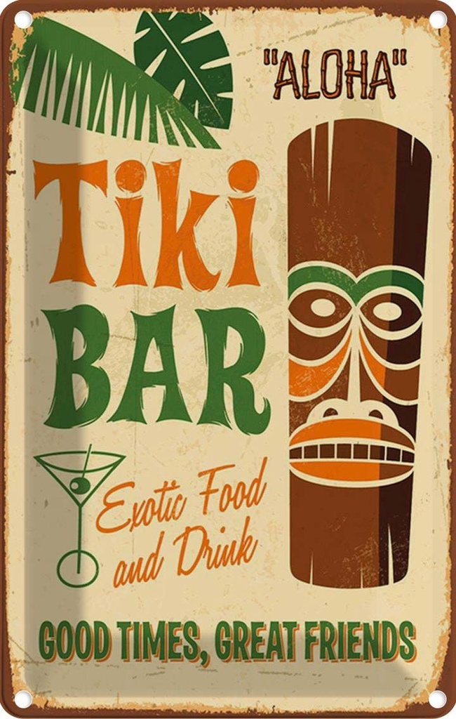 Blechschild 18x12 cm Alkohol Tiki Bar Aloha Exotic Food
