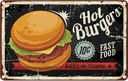 Blechschild 12x18 cm hot burgers best in town Essen Trinken