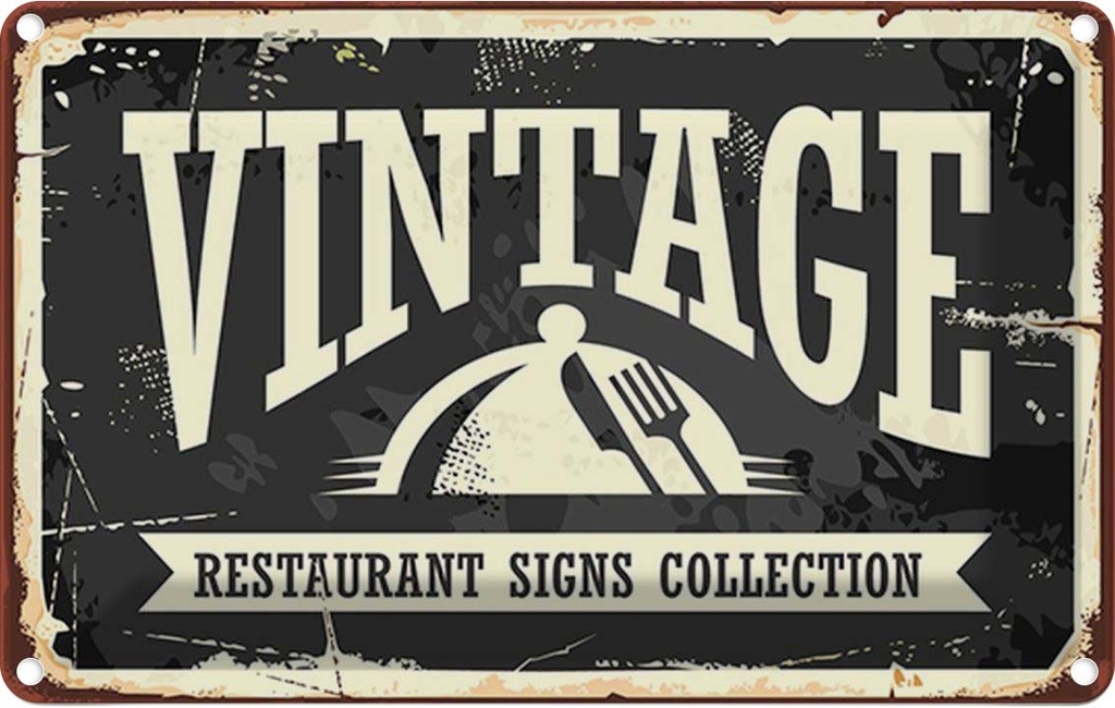 Blechschild 12x18 cm Vintage Restaurant Essen Trinken