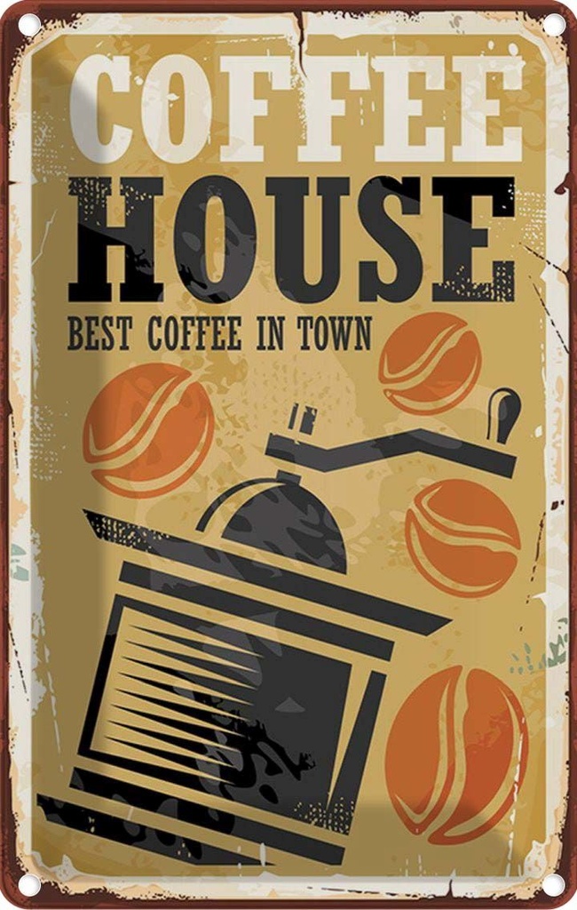 Blechschild 18x12 cm Vintage Kaffee Coffee best in town Essen Trinken